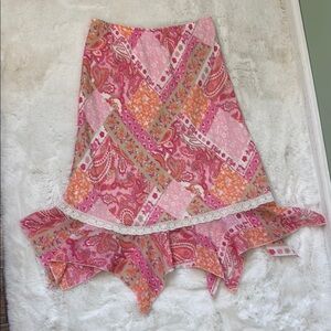 Worthington, pink and orange Paisley/floral skirt 6P